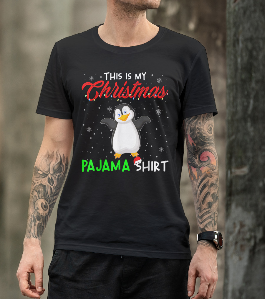 This Is My Christmas Pajama Shirt Cute Penguin T-Shirt
