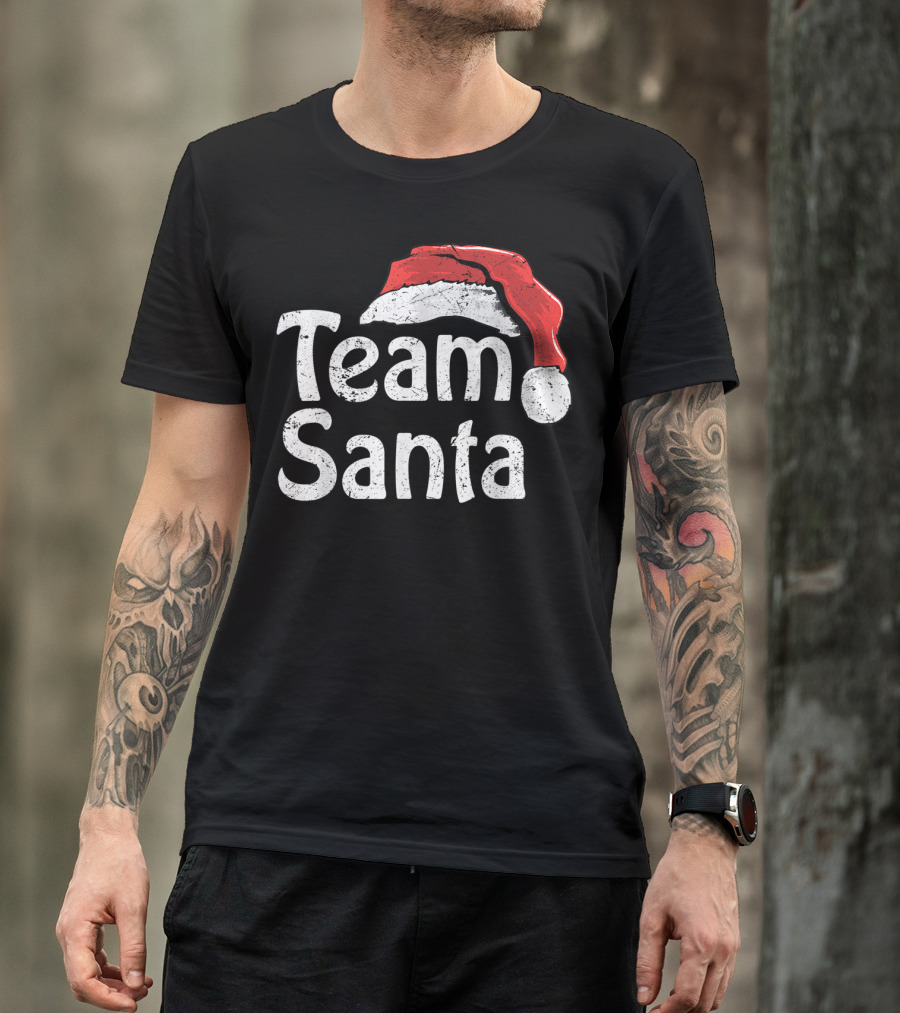 Team Santa Christmas Family Matching Ir Santa Hat T-Shirt
