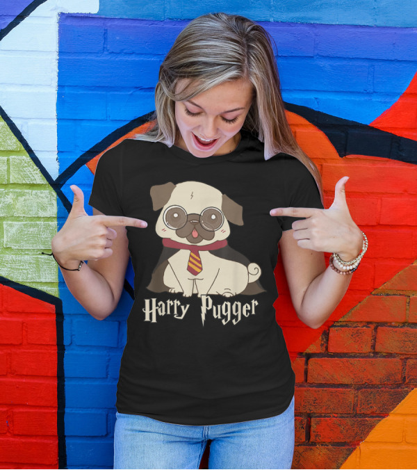 Harry Pugger Puggy Potter Magic Wizard Pug Funny Pug Dog T-Shirt