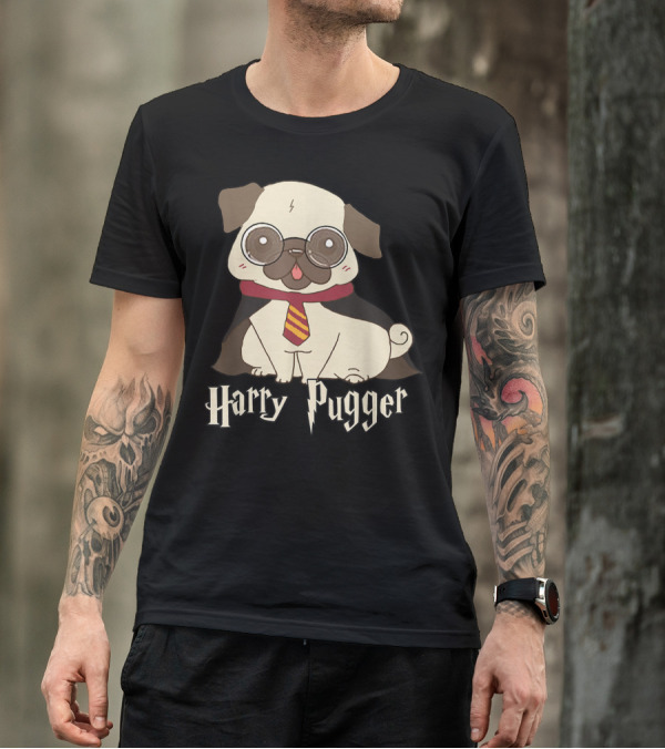 Harry Pugger Puggy Potter Magic Wizard Pug Funny Pug Dog T-Shirt