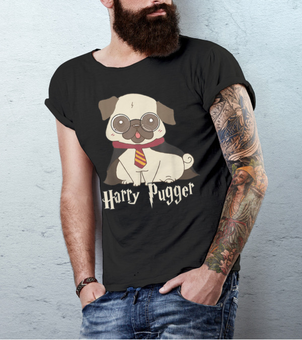 Harry Pugger Puggy Potter Magic Wizard Pug Funny Pug Dog T-Shirt