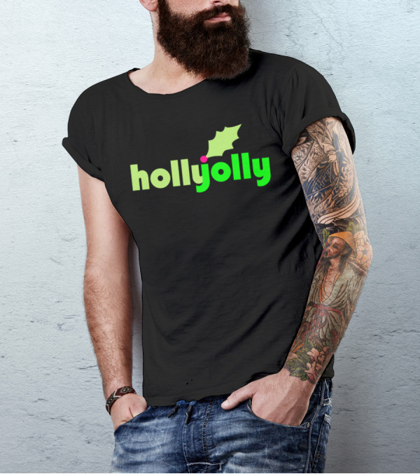 Holly Jolly Green Leaf Festive T-Shirt