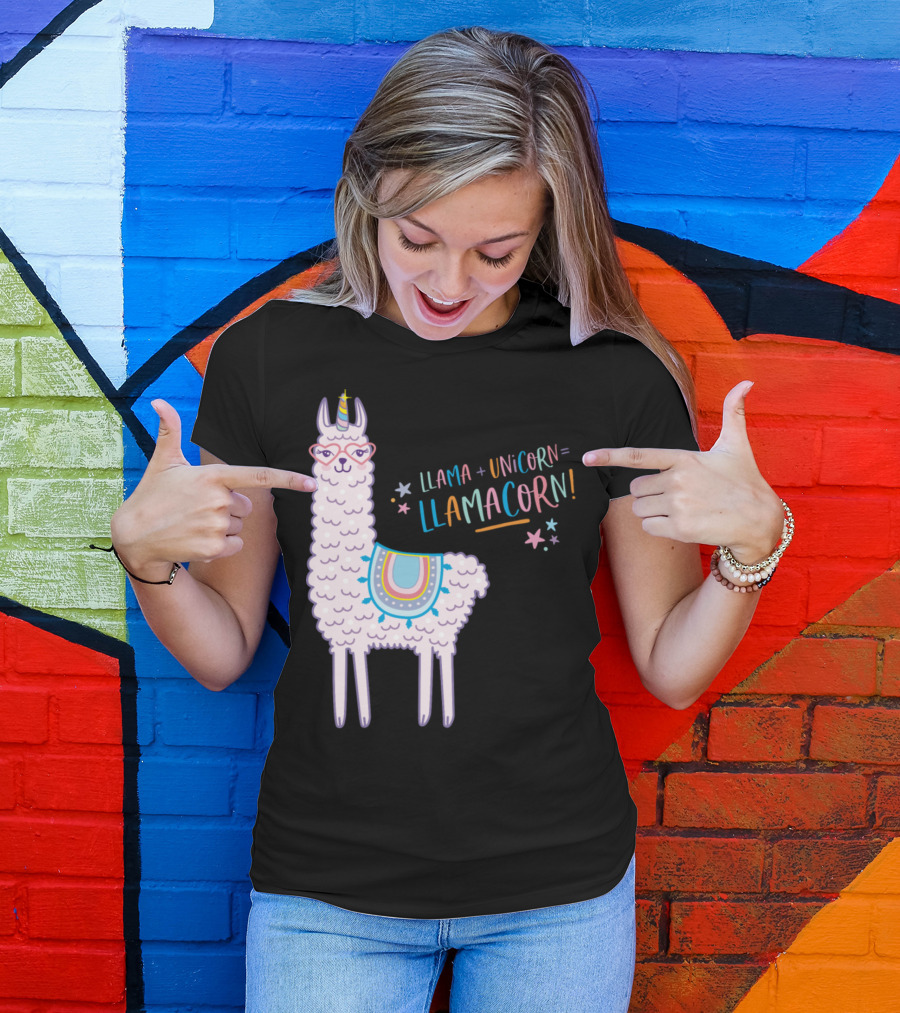 Llama Unicorn Llamacorn Llama + Unicorn = Llamacorn T-Shirt