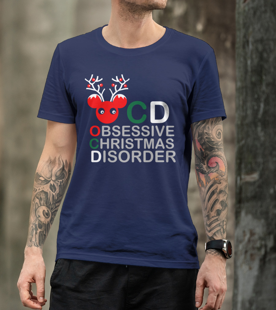 Obsessive Christmas Disorder Reindeer Antlers Holiday Fun T-Shirt