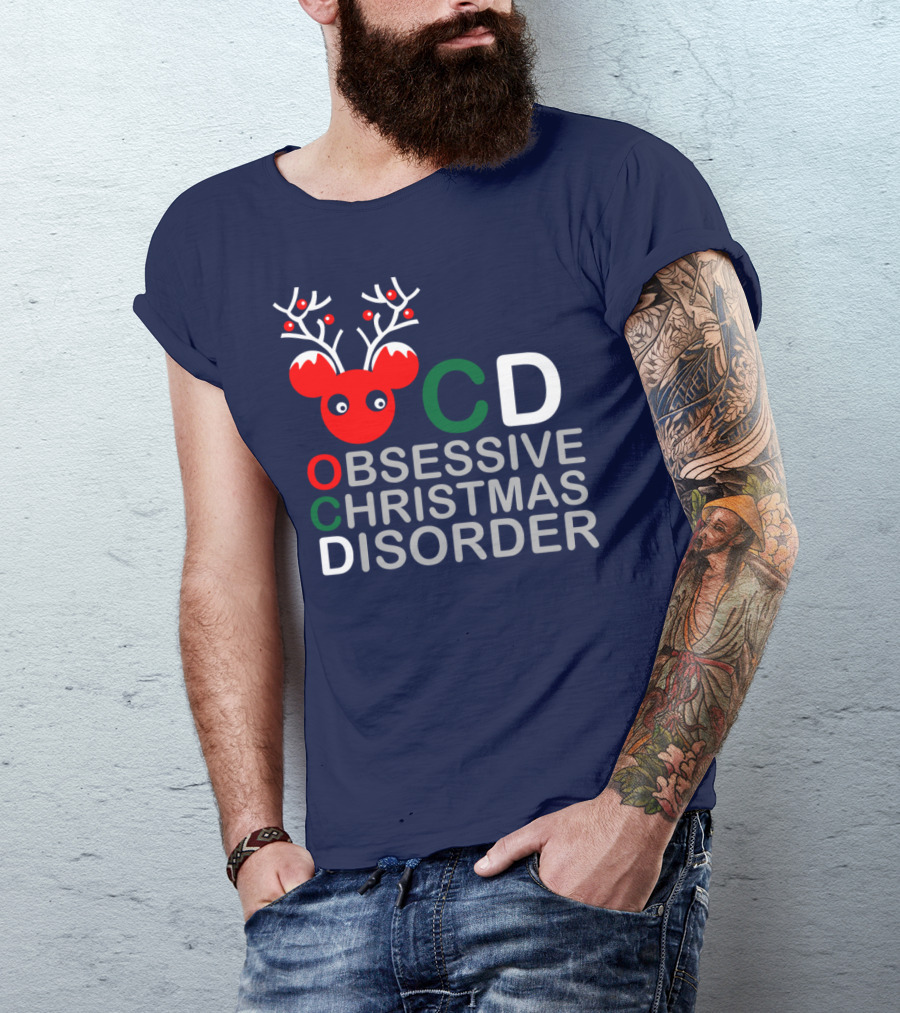 Obsessive Christmas Disorder Reindeer Antlers Holiday Fun T-Shirt