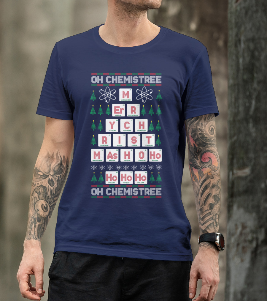 Oh Chemistree Merry Christmas Ho Ho Ho Science Elements T-Shirt