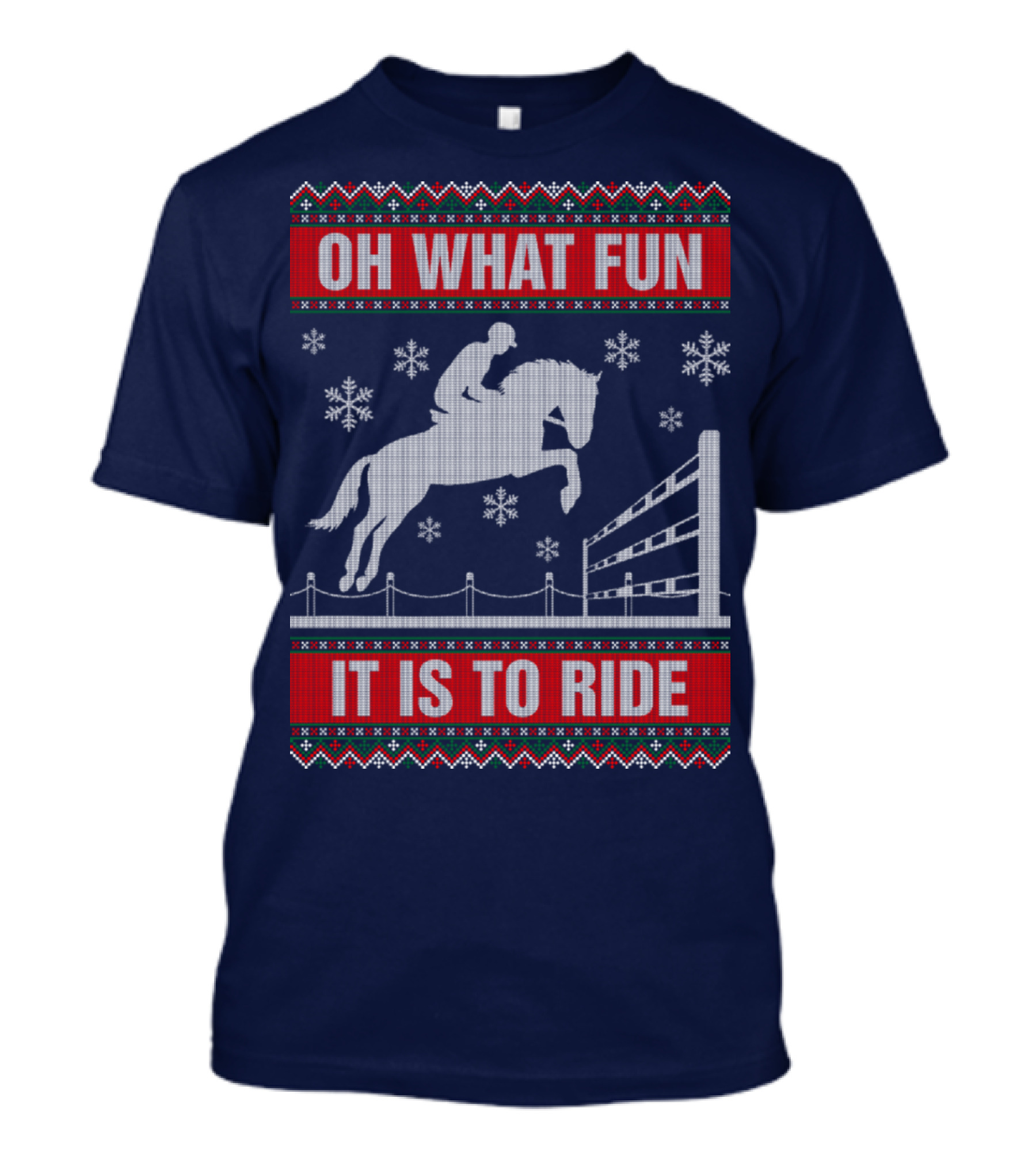 Oh What Fun It Is To Ride Horse Jumping Snowflakes T-Shirt