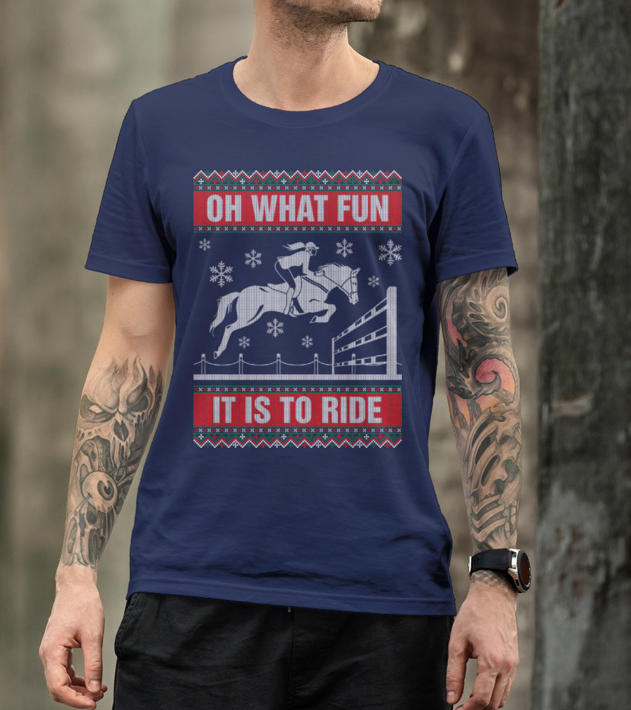 Oh What Fun It Is To Ride Snowflakes Horse Jumping T-Shirt