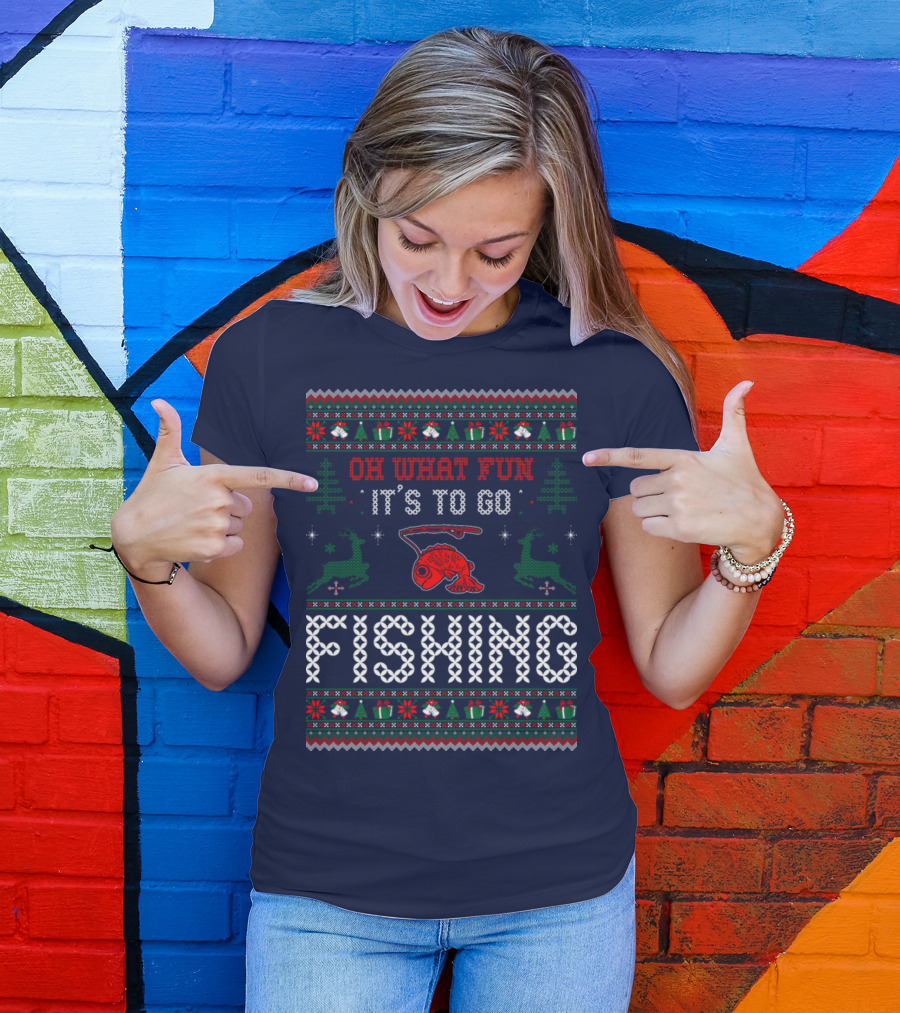 Oh What Fun It's To Go Fishing Holiday T-Shirt
