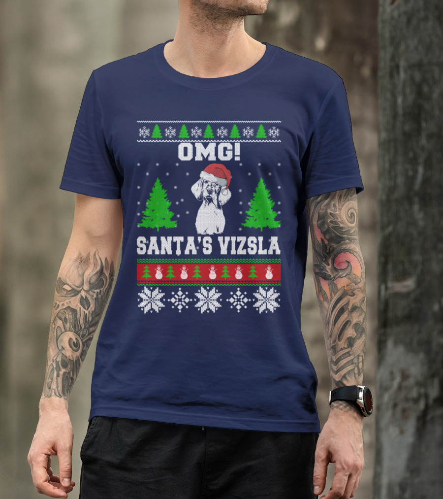 OMG Santa's Vizsla Ugly Christmas T-Shirt