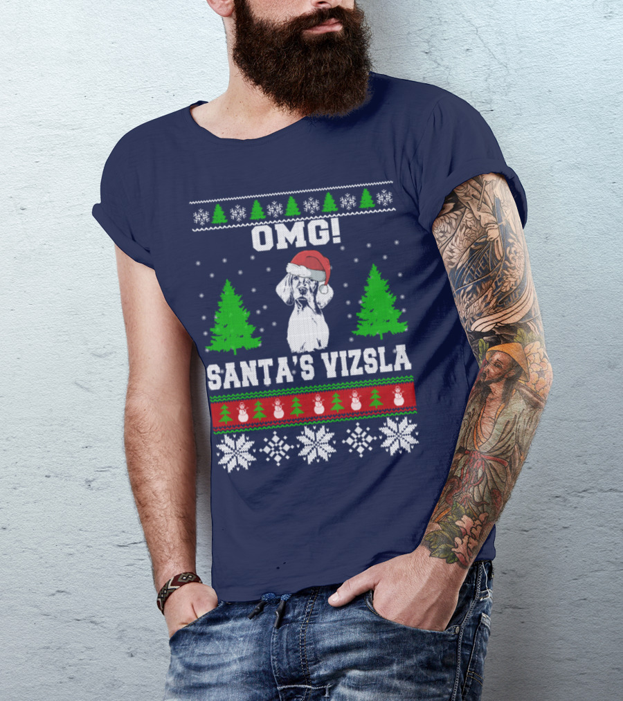 OMG Santa's Vizsla Ugly Christmas T-Shirt