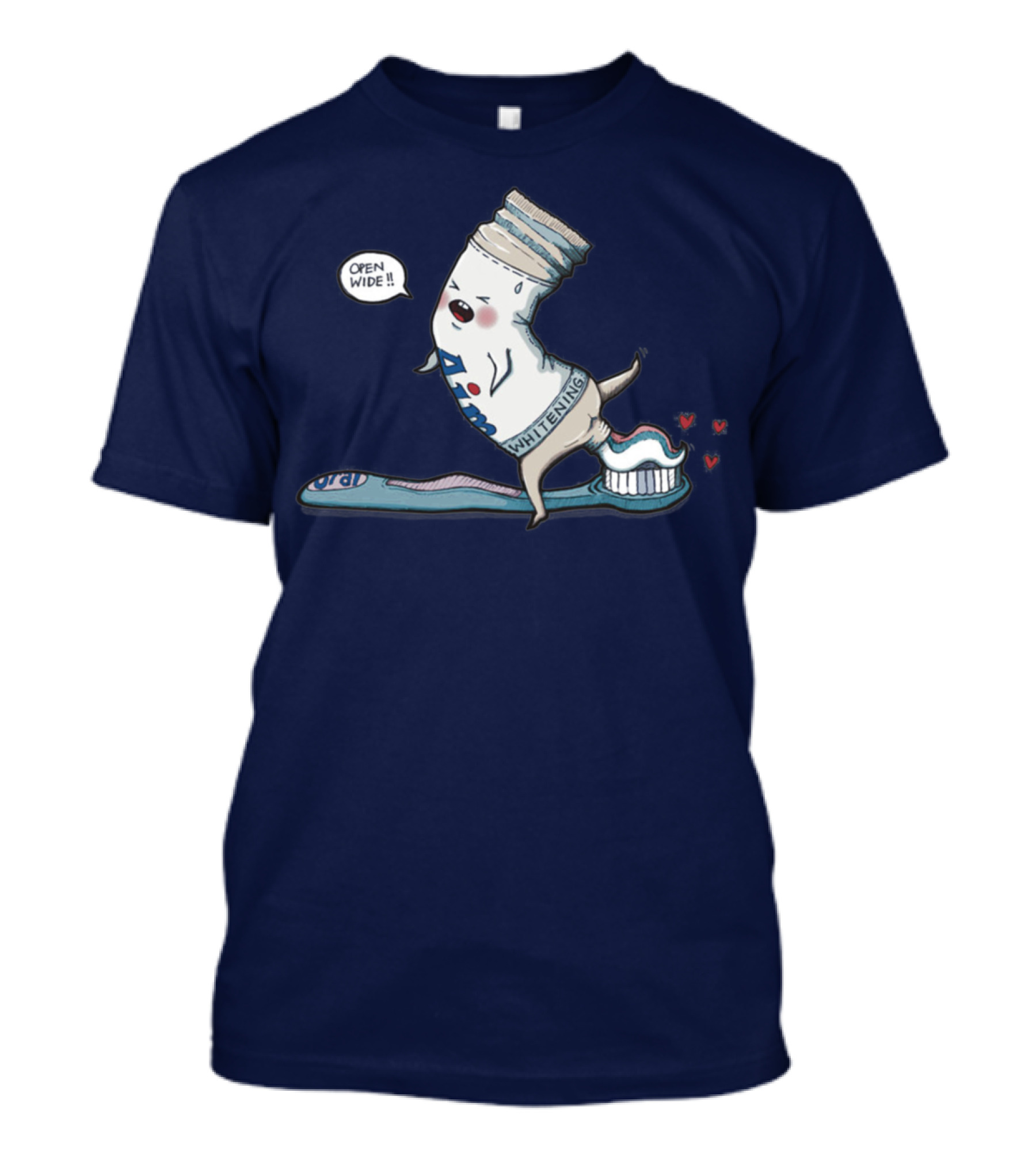 Open Wide Whitening Toothpaste And Brush Playful Scene T-Shirt