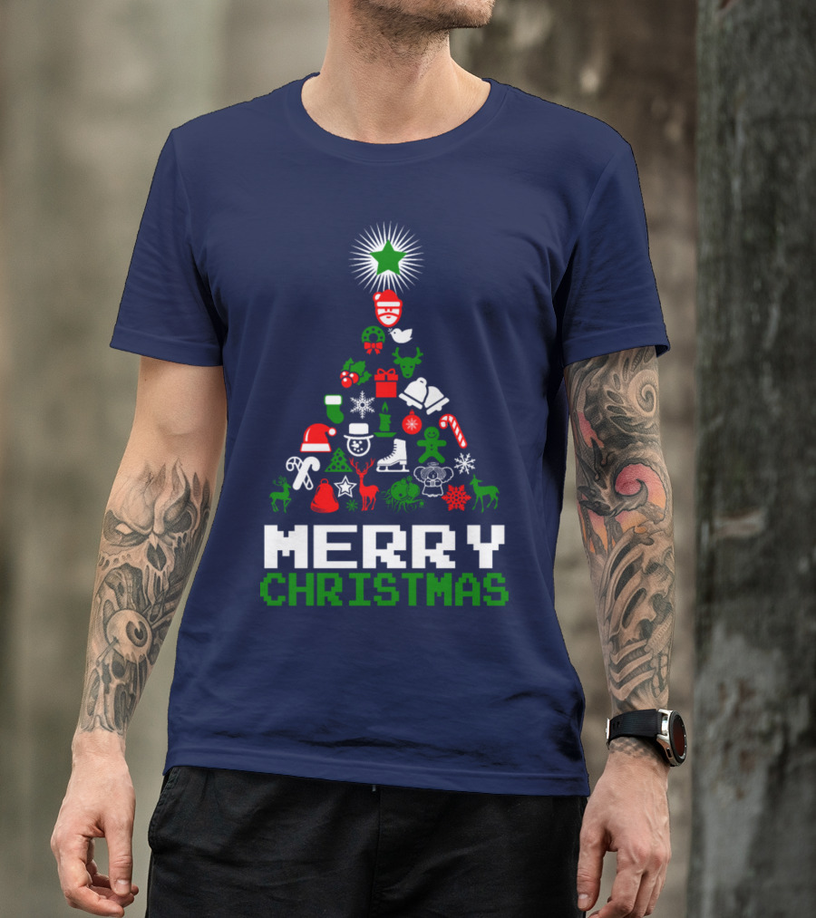 Merry Christmas Tree Icon Ornaments And Symbols T-Shirt