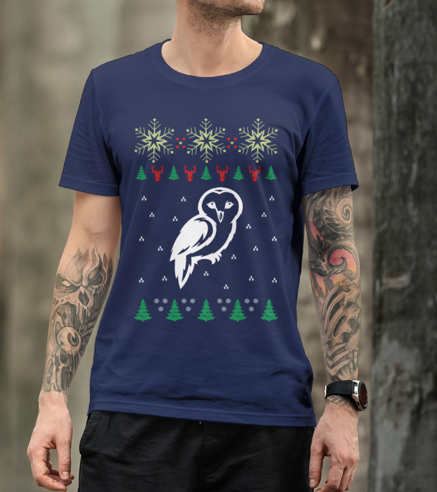 Owl Snowflakes Reindeer Trees Festive T-Shirt