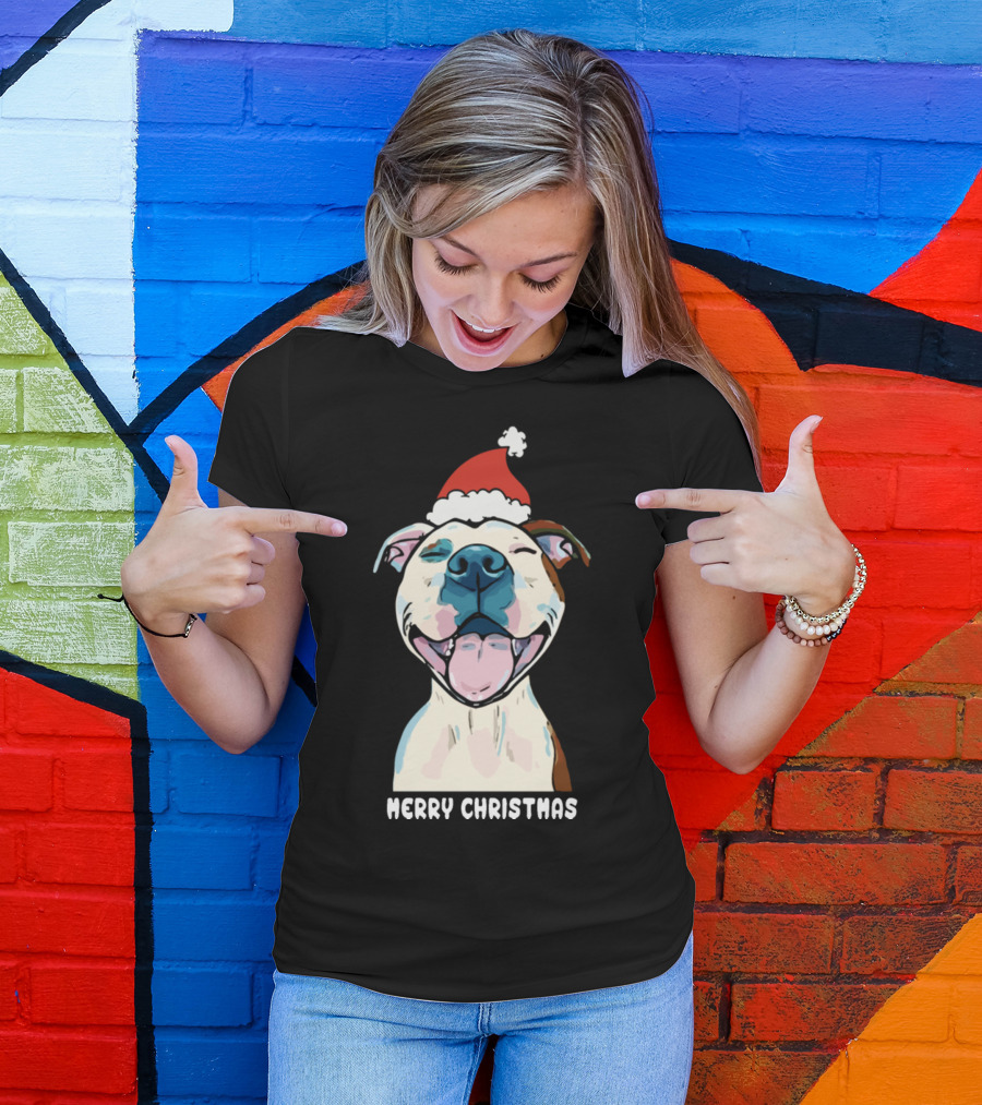 Merry Christmas Pitbull Animals My Pet Pitbull Herry Christmas T-Shirt