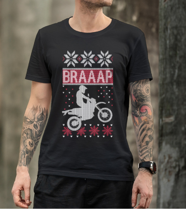 Motocross Braaap Ugly Christmas Sweater Knit T-Shirt
