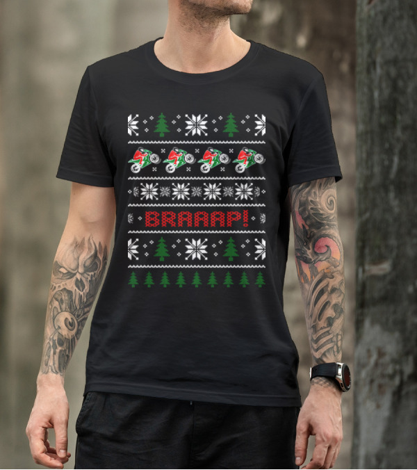 Christmas Motorcycle Biker Braaap Ugly T-Shirt