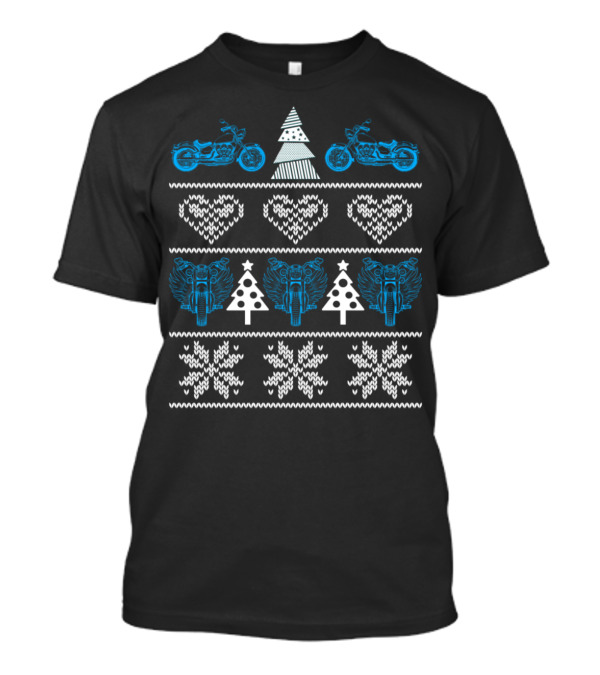 Motorcycle Merry Christmas Tree Heart Snowflake T-Shirt