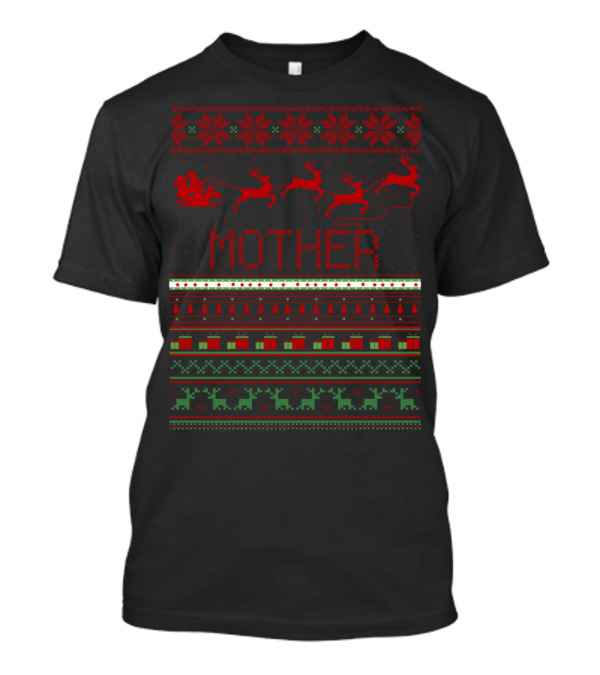 Mother Reindeer Sleigh Ugly Christmas T-Shirt