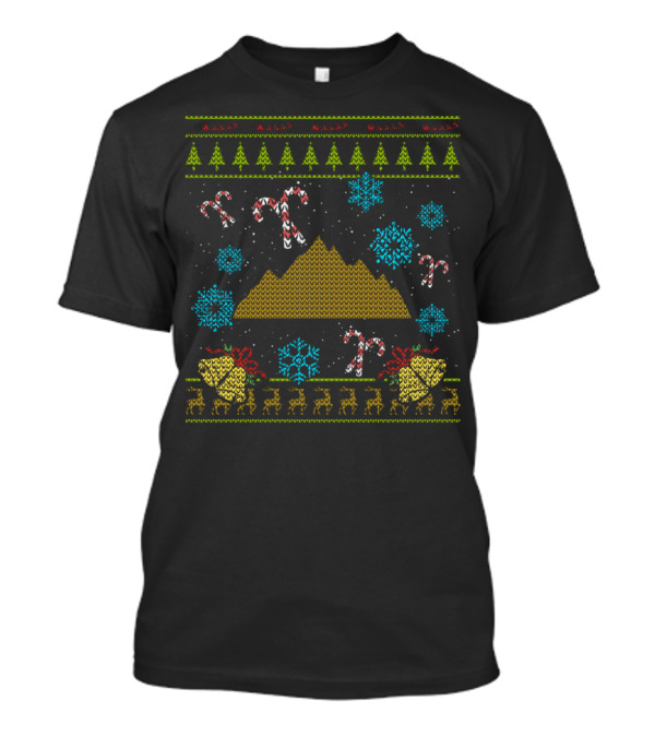 Mountains Christmas Ugly Hiking Snowflakes Candy Canes Reindeer Trees T-Shirt