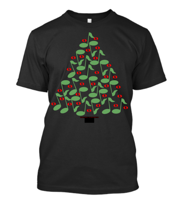 Christmas Tree Made Of Musical Notes With Red Ornaments T-Shirt