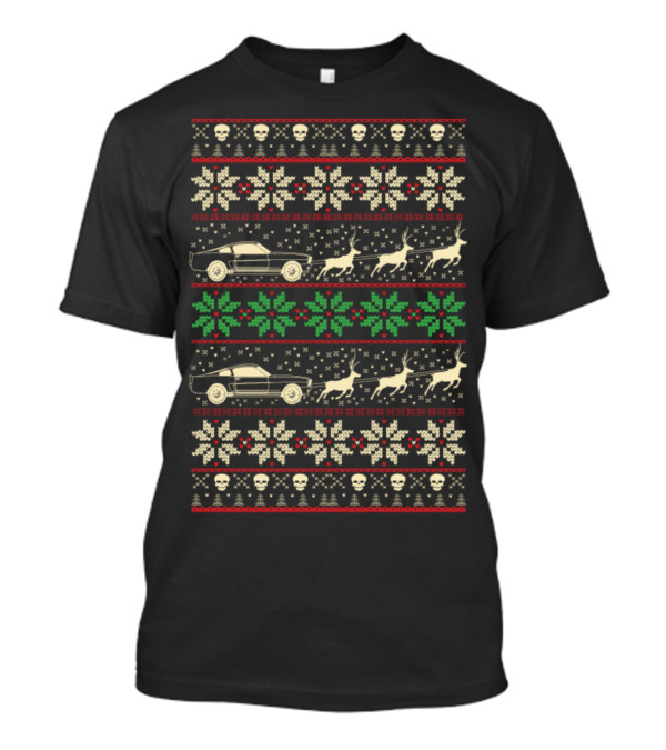 Mustang Christmas Mustangmustang Reindeer Skull Snowflake T-Shirt
