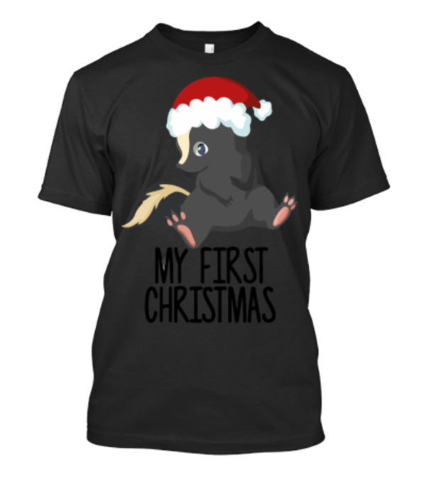 My First Christmas Skunk With Santa Hat T-Shirt