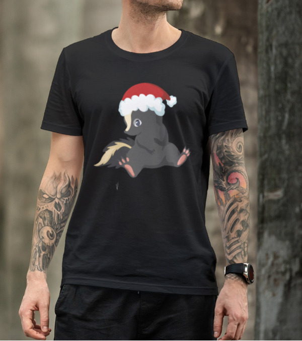 My First Christmas Skunk With Santa Hat T-Shirt