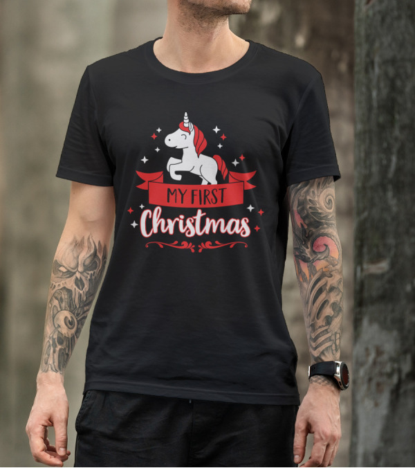 My First Christmas Unicorn Baby Child T-Shirt