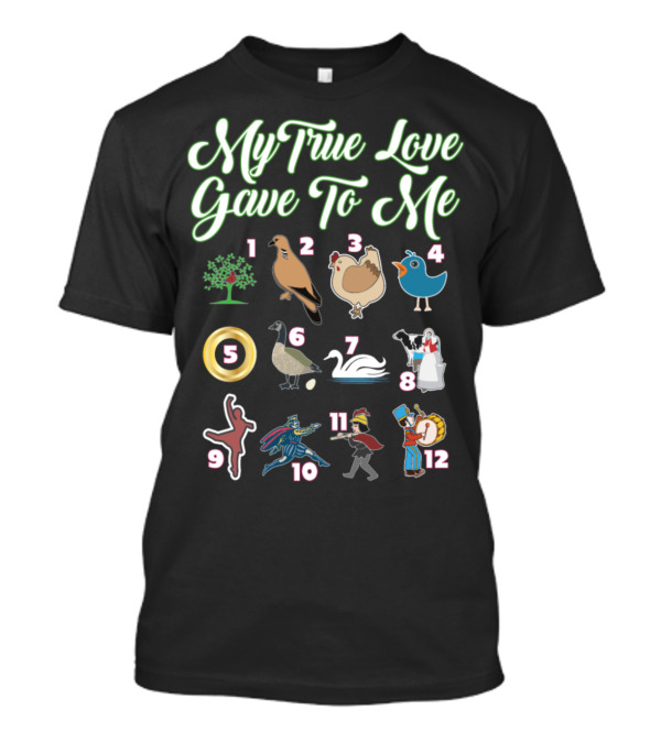 My True Love Gave To Me Twelve Days Christmas Icons T-Shirt