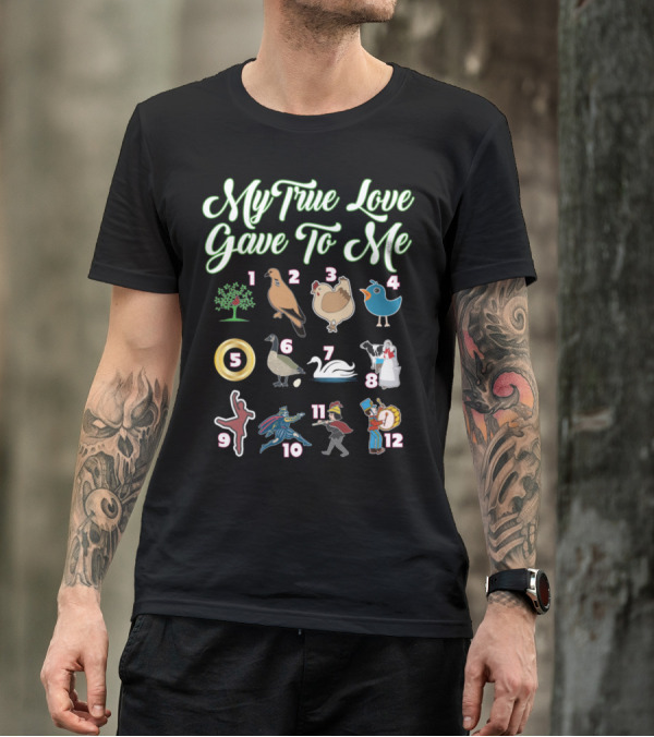 My True Love Gave To Me Twelve Days Christmas Icons T-Shirt