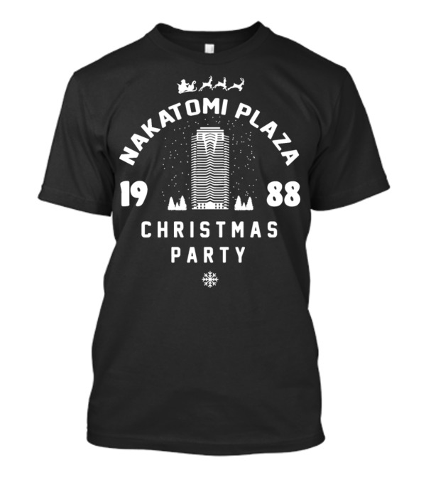 Nakatomi Plaza 1988 Christmas Party Tower Santa Sleigh Snowflake T-Shirt