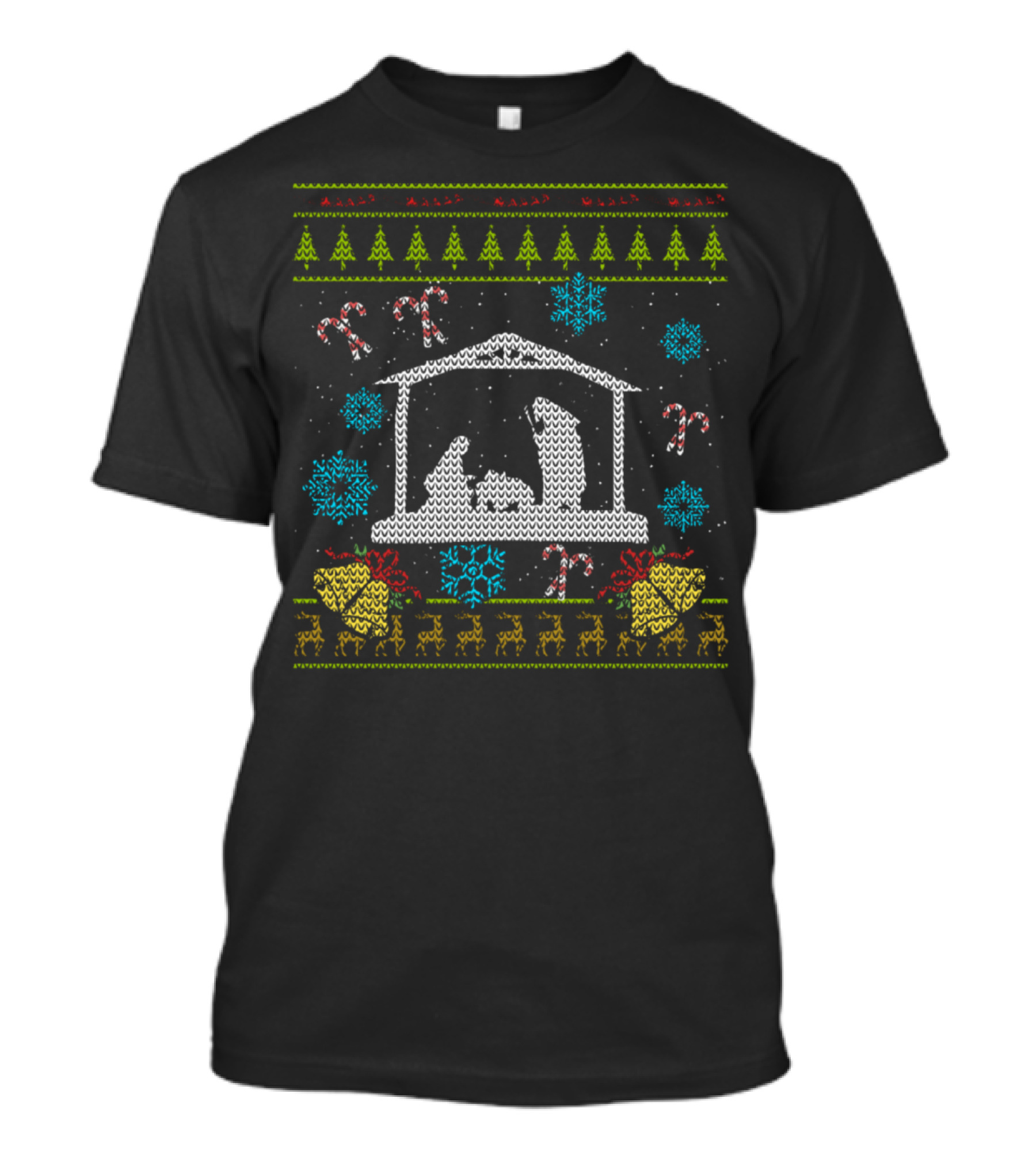 Merry Christmas Nativity Scene Ugly T-Shirt