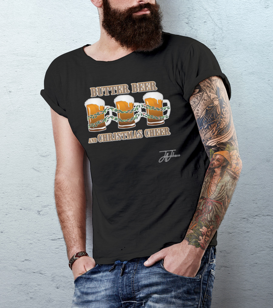 Butter Beer And Christmas Cheer By Jeff Johnson T-Shirt