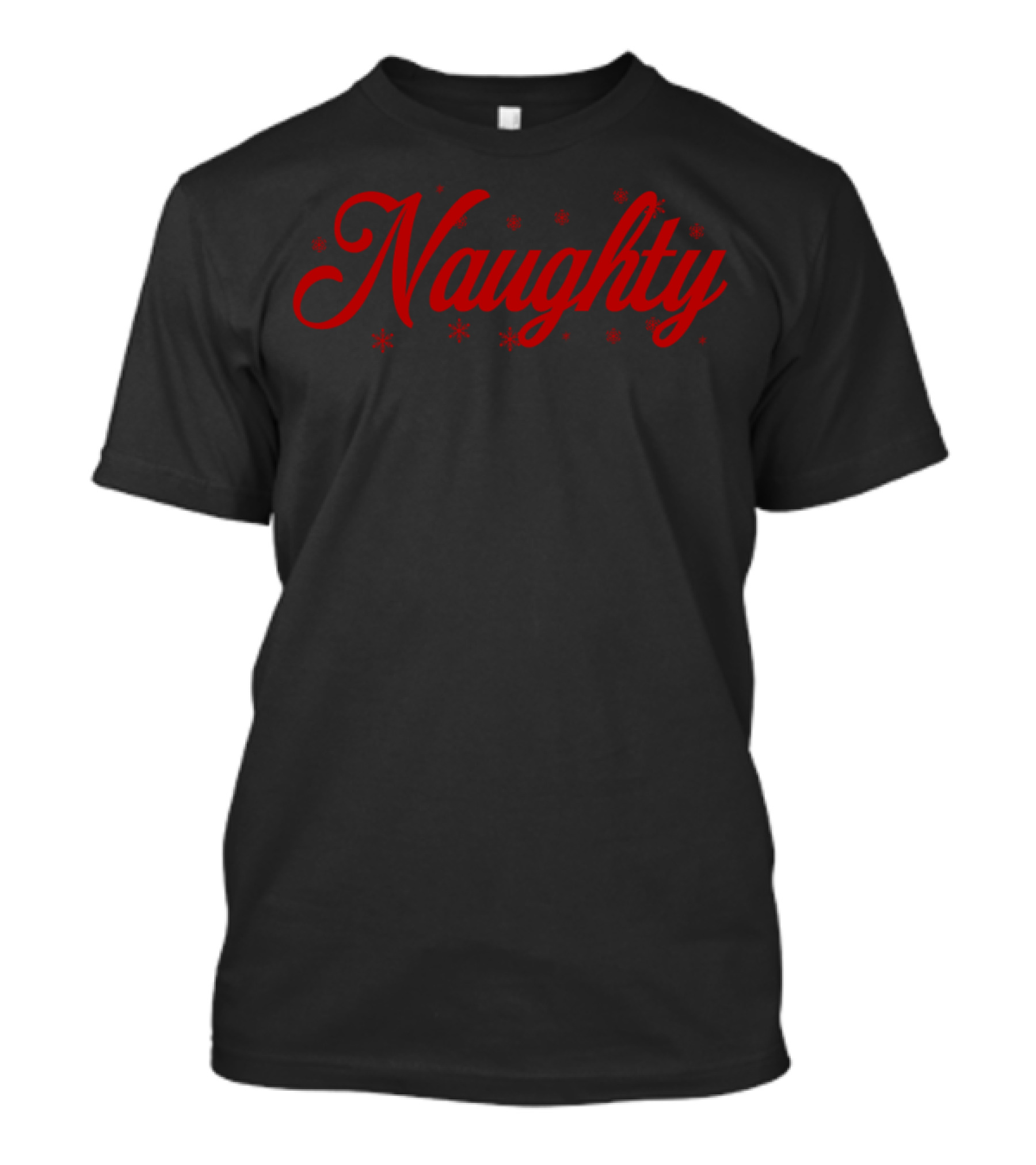 Naughty Christmas Couple Red Snowflake Text T-Shirt
