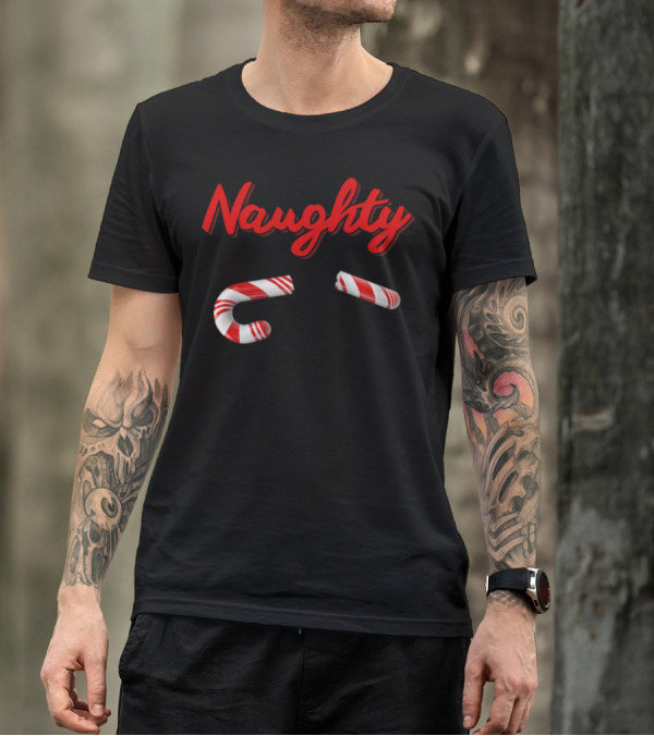 Naughty Christmas Candy Cane Broken Pieces T-Shirt