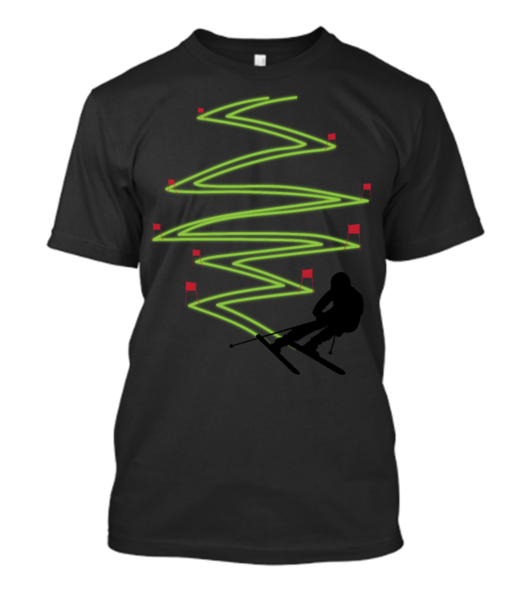 Neon Holiday Skiing Christmas Tree Lights T-Shirt