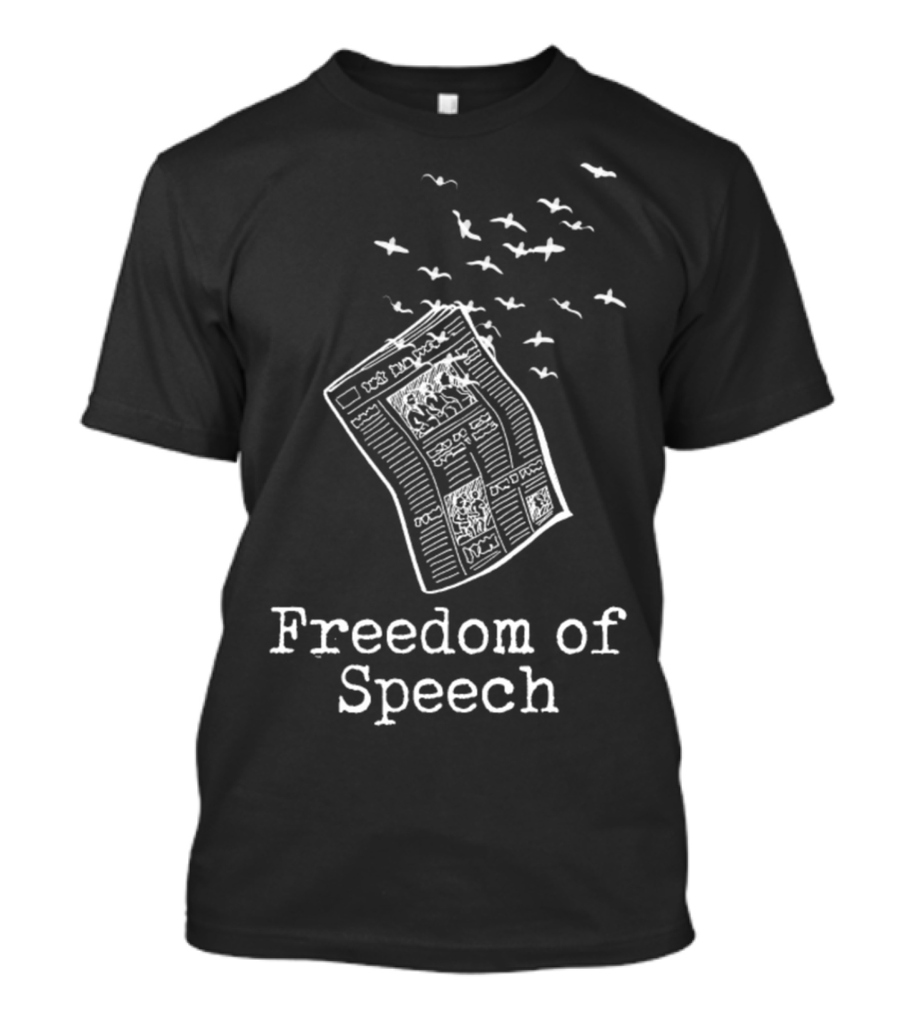 Freedom Of Speech Newspaper White Flock Of Birds T-Shirt