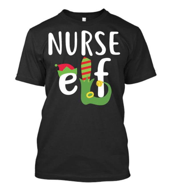 Nurse Elf Funny Christmas Holiday Hat Stocking Shoe T-Shirt