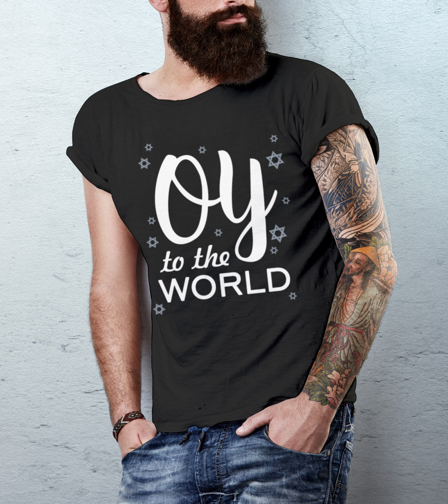 Oy To The World Hanukkah Christmas Snowflakes T-Shirt