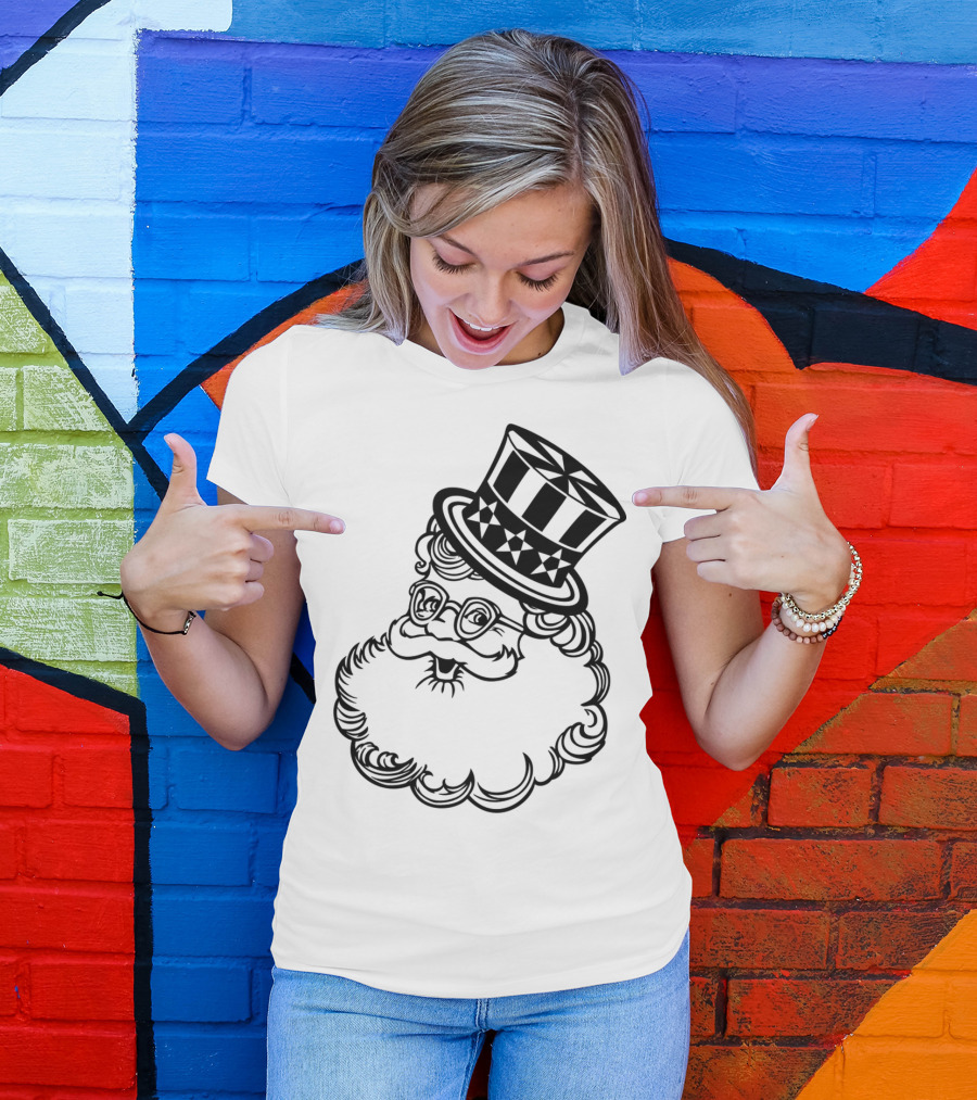Patriotic Santa Top Hat Vector T-Shirt