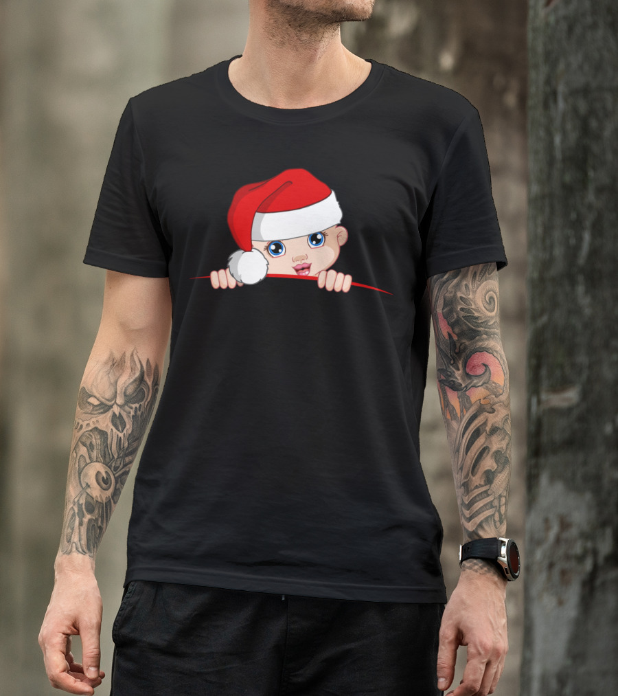 Santa Baby Peek A Boo Maternity T-Shirt