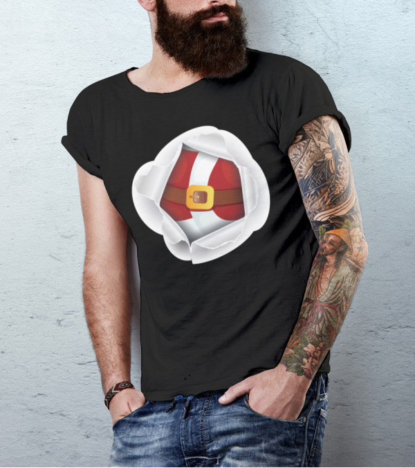 Peekaboo Santa Belly Festive Belt T-Shirt