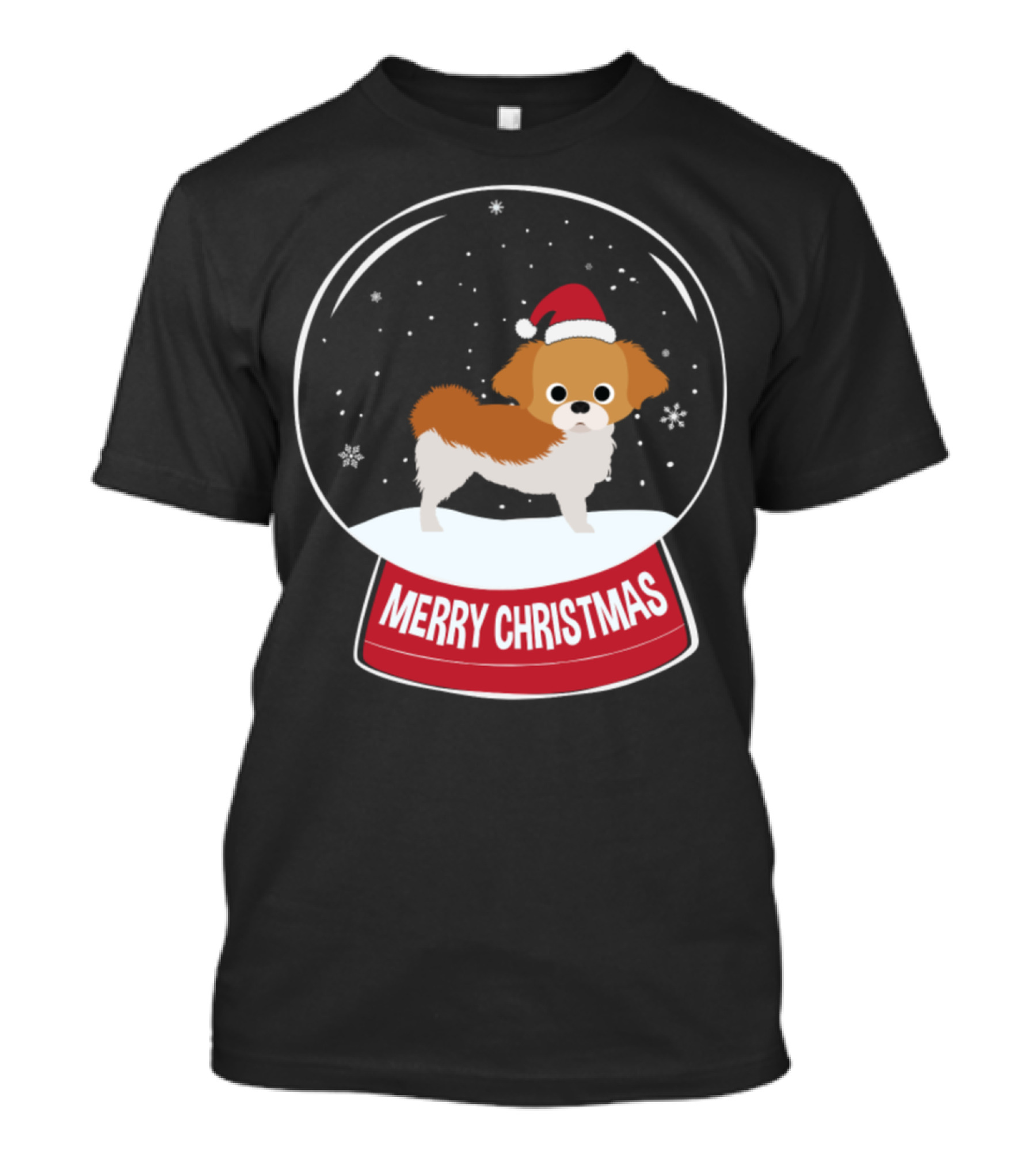Pekingese Santa Hat Merry Christmas Snow Globe T-Shirt