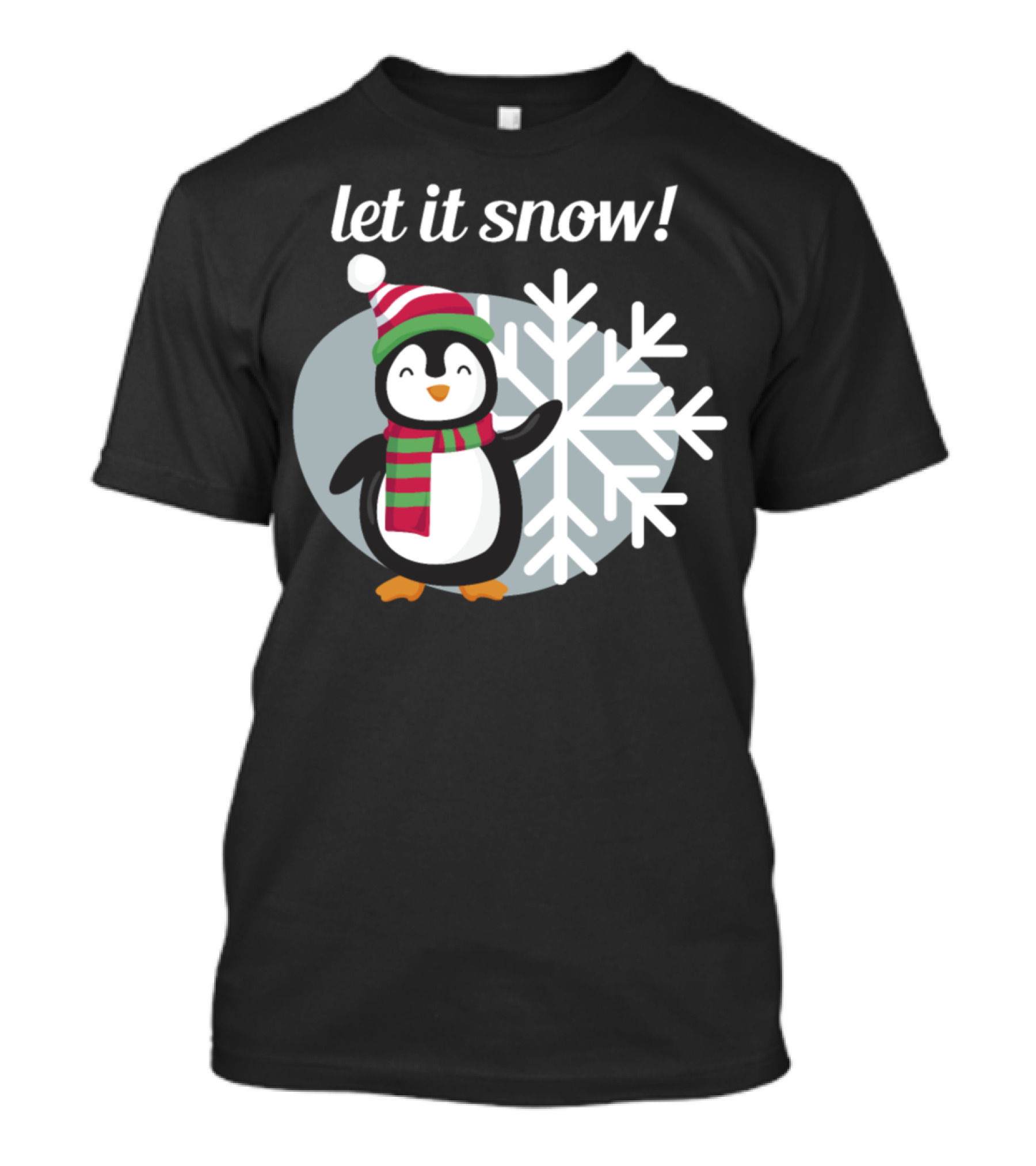 Let It Snow Penguin Christmas Winter Snowflake T-Shirt