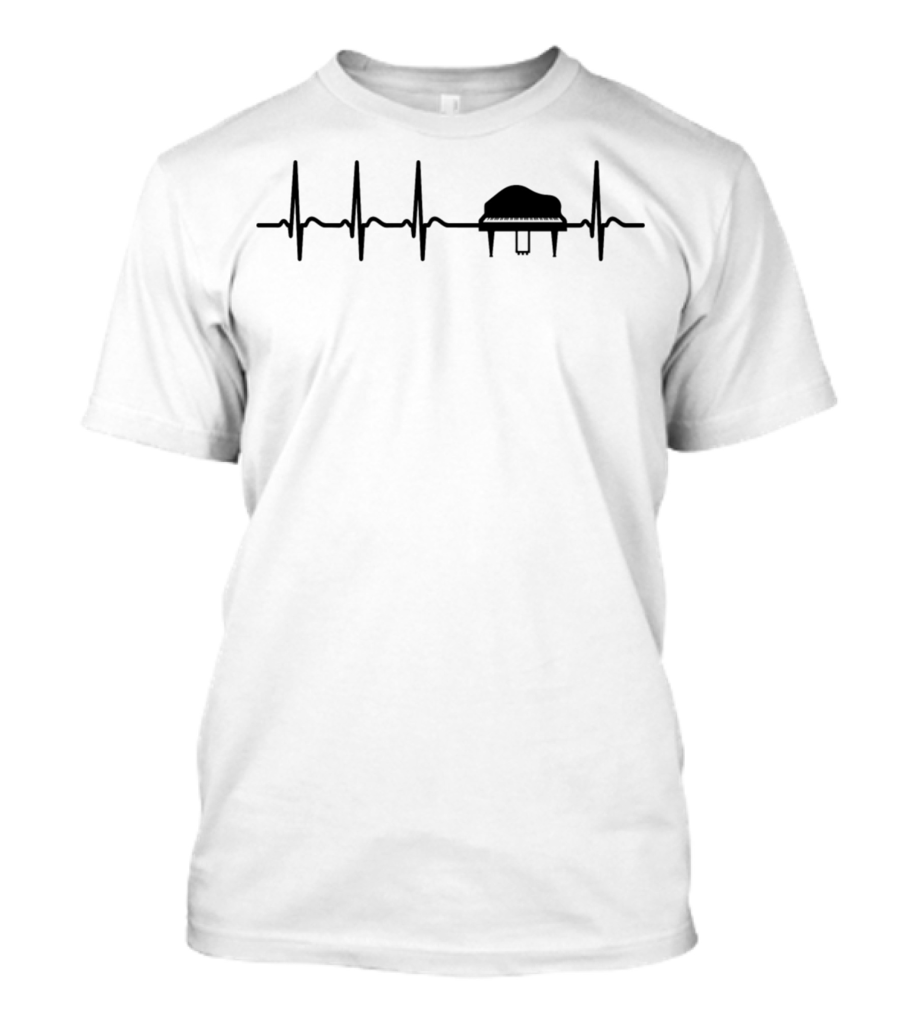 Piano Keyboard Music Teacher Heartbeat EKG Musician T-Shirt