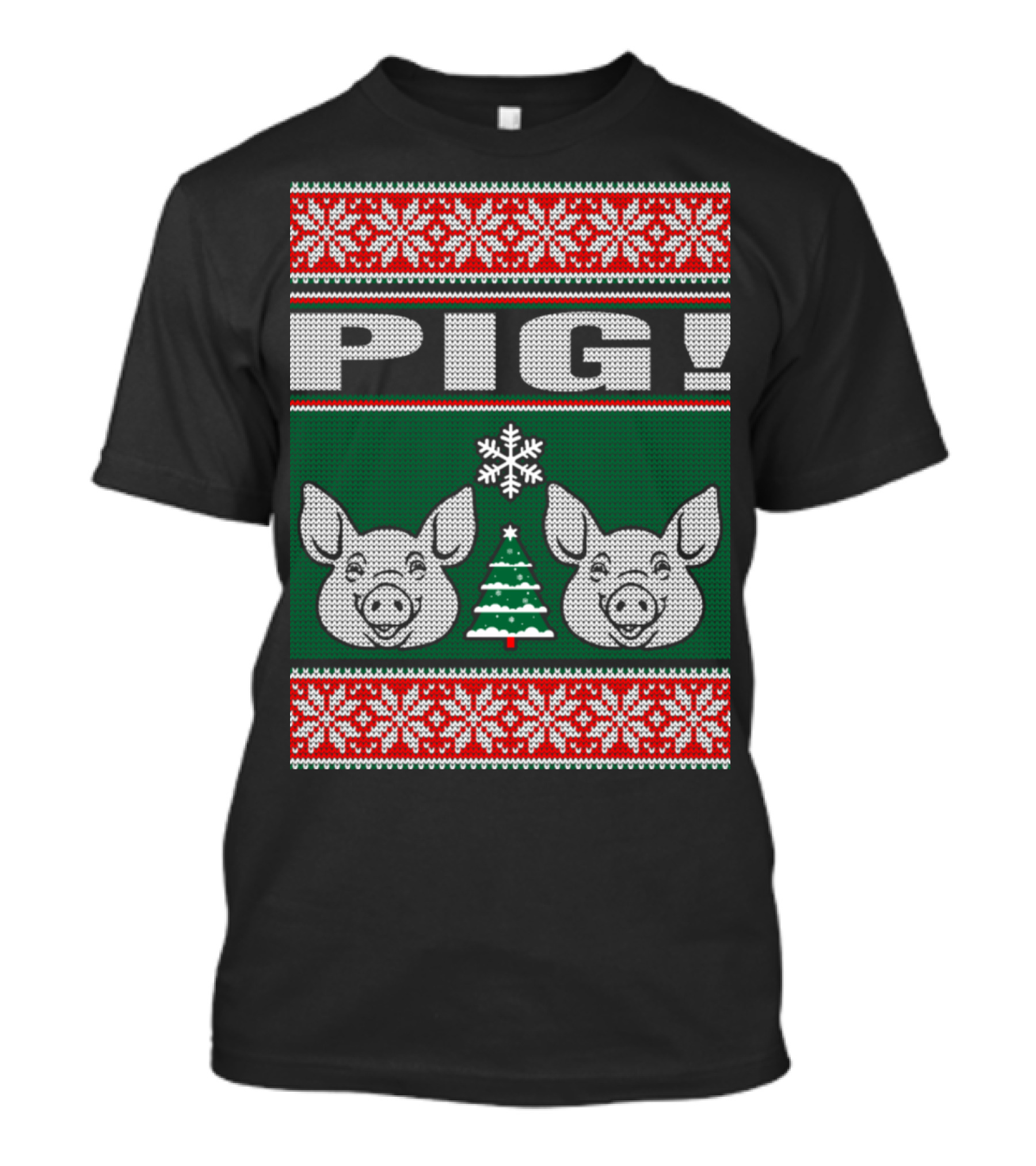 PIG Christmas Ugly Sweater Pigs Snowflake Tree T-Shirt