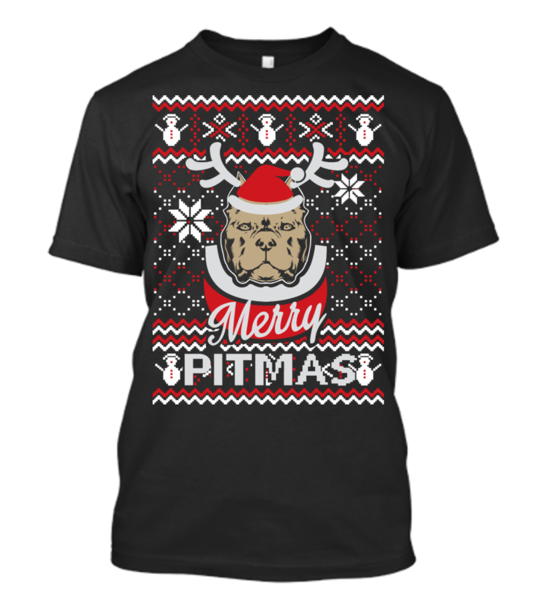 Merry Pitmas Christmas Sweater For Pitbull Lovers T-Shirt