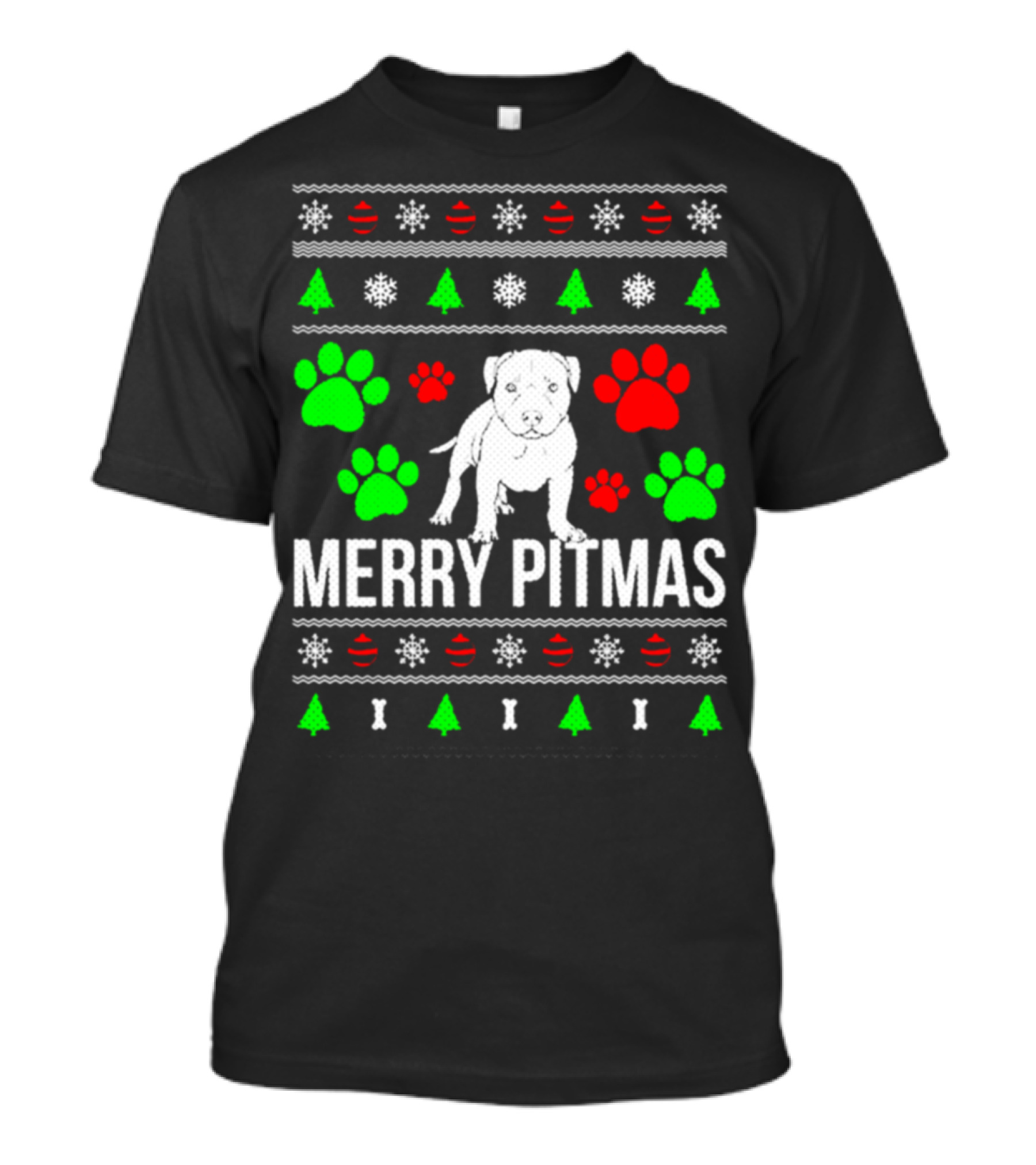 Merry Pitmas Pitbull Ugly Christmas T-Shirt