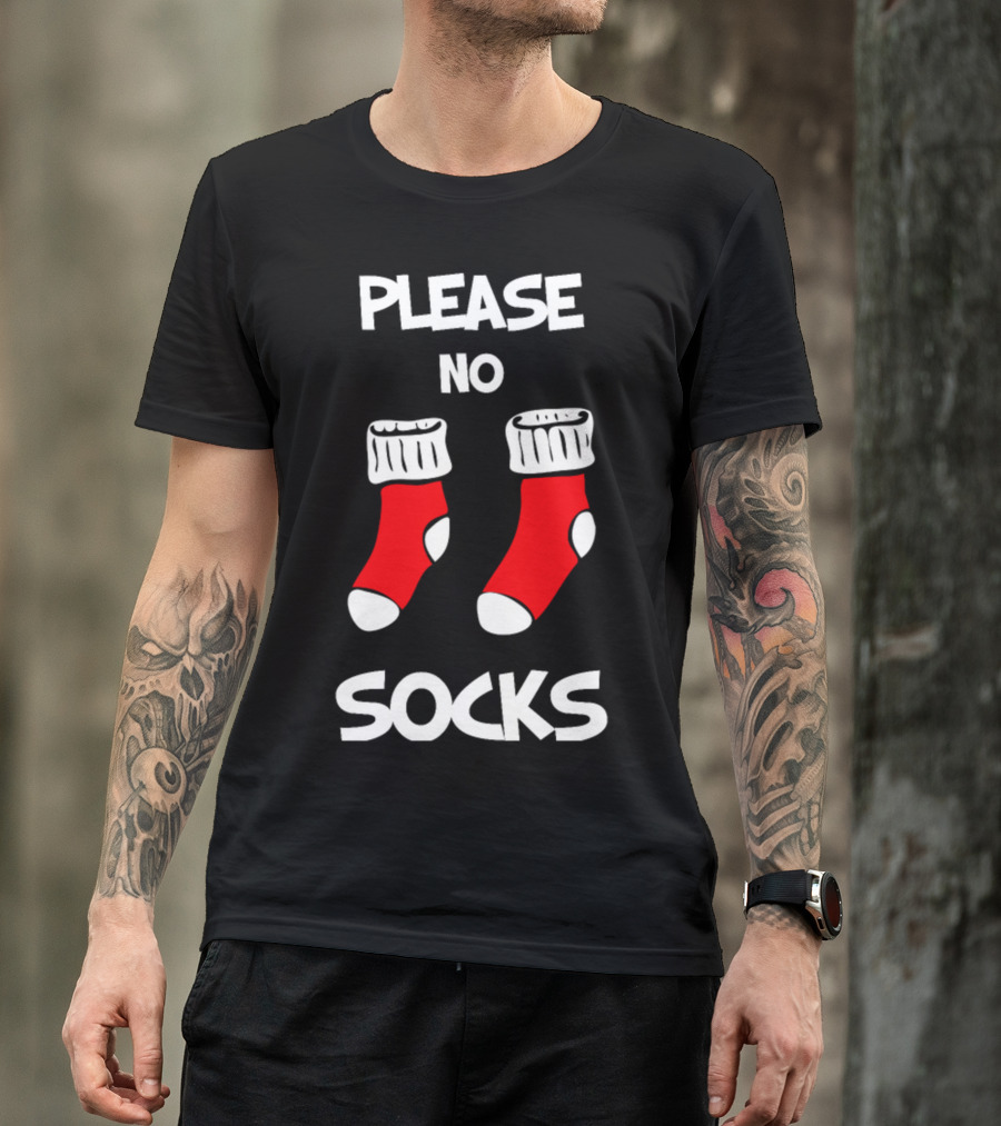 Please No Socks Christmas Present Red And White Socks T-Shirt
